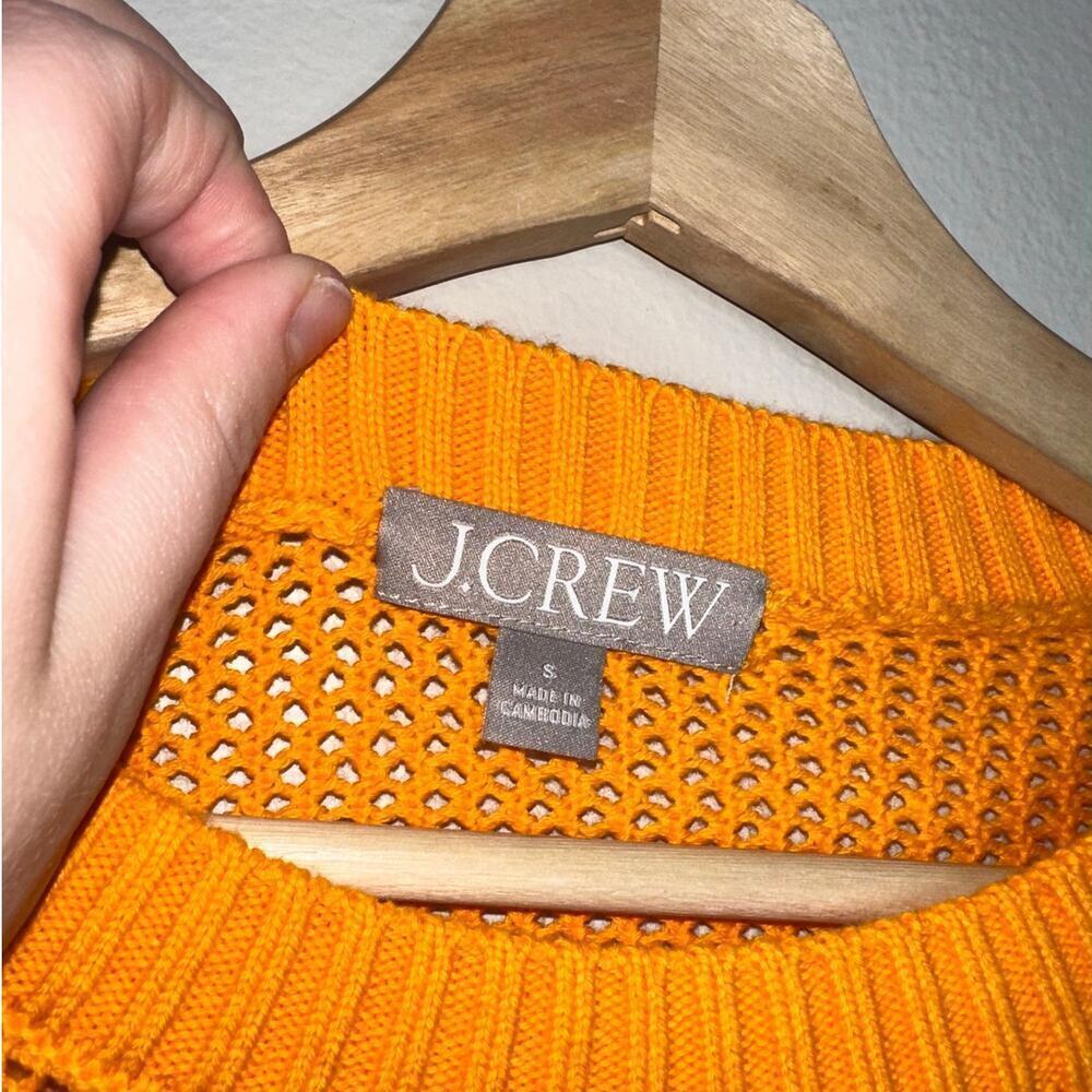 J.Crew Crochet Crewneck Beach Pullover Sweater Bright Orange Size Small - Picture 4 of 9